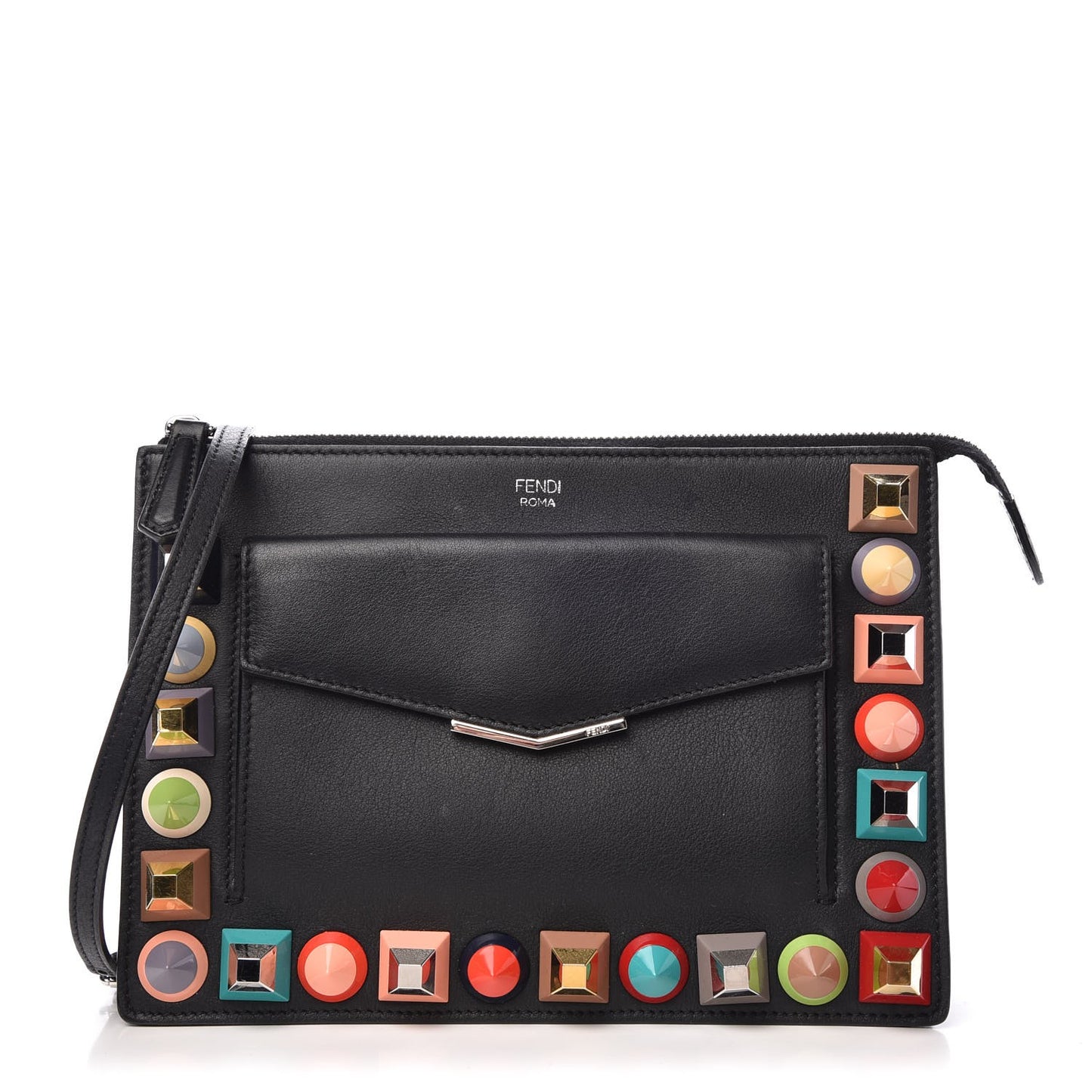 Vitello Dolce Studded Mini 2Jours Pouch Black Multicolor