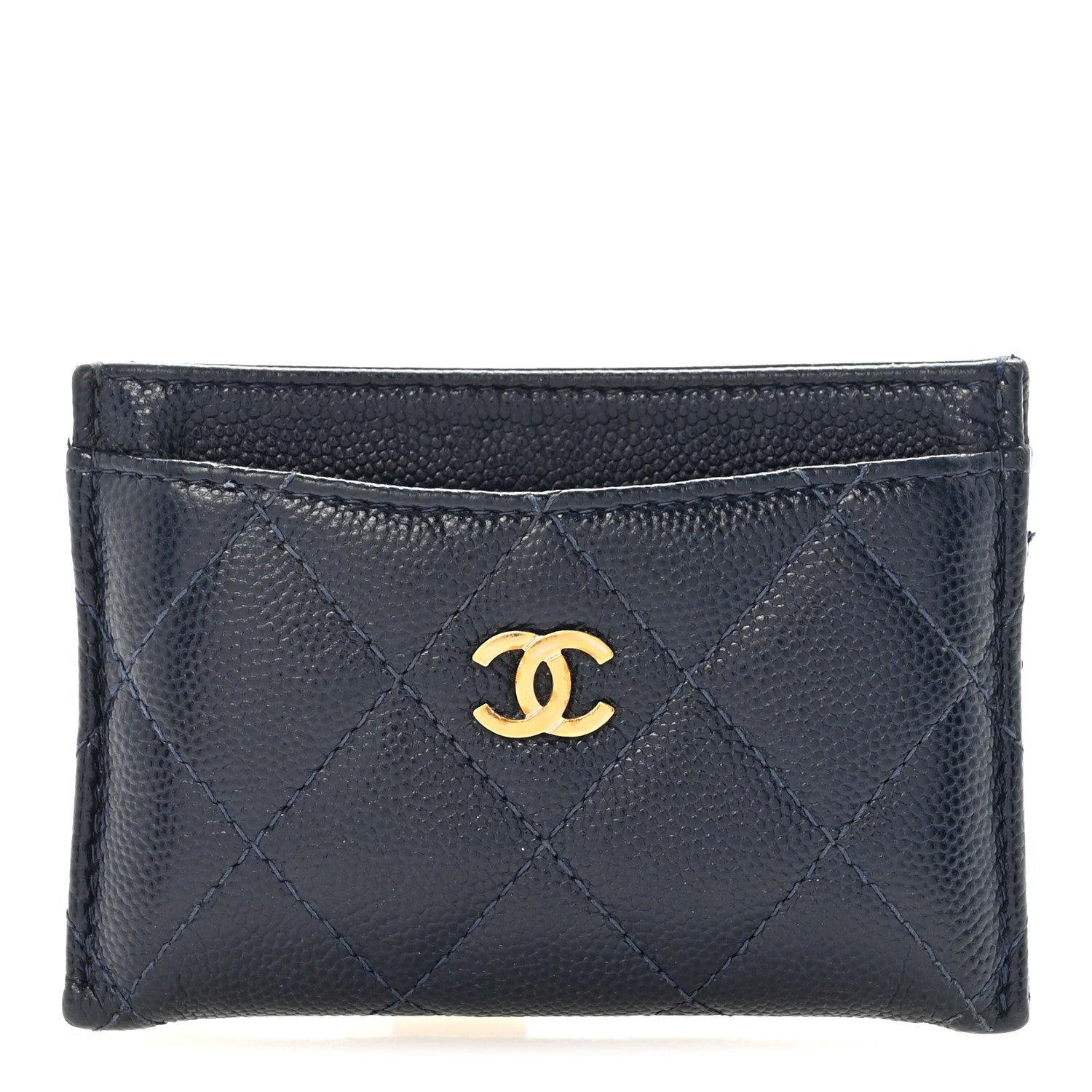 Chanel Caviar Quilted Card Holder Navy 1 of 9