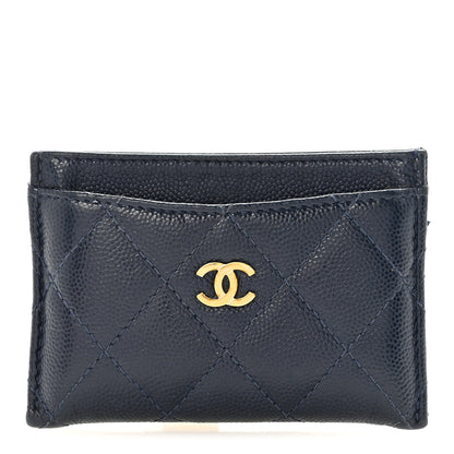 Chanel Caviar Quilted Card Holder Navy 1 of 9