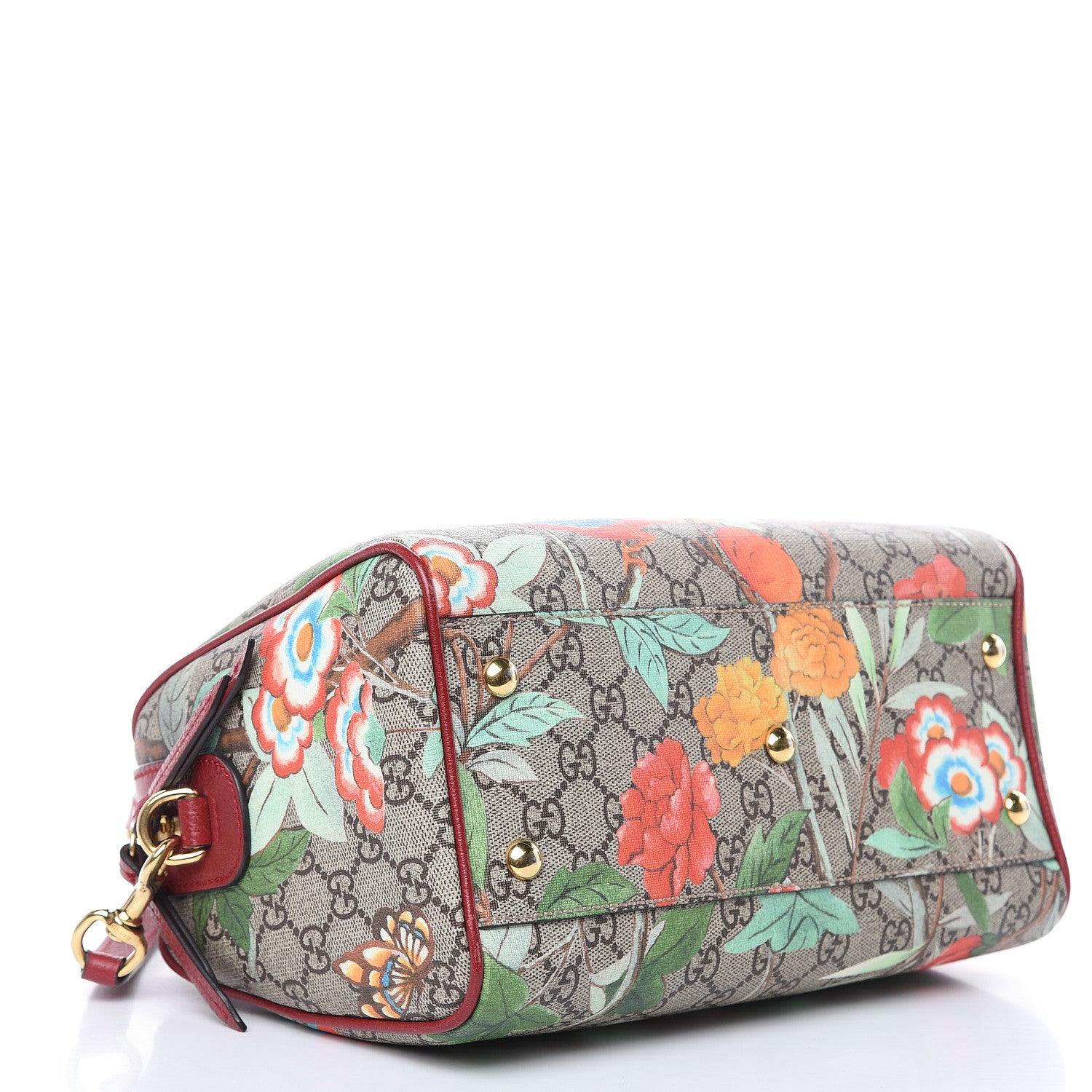 Gucci GG Supreme Monogram Tian Small Boston Beige Multicolor Red 4 of 13