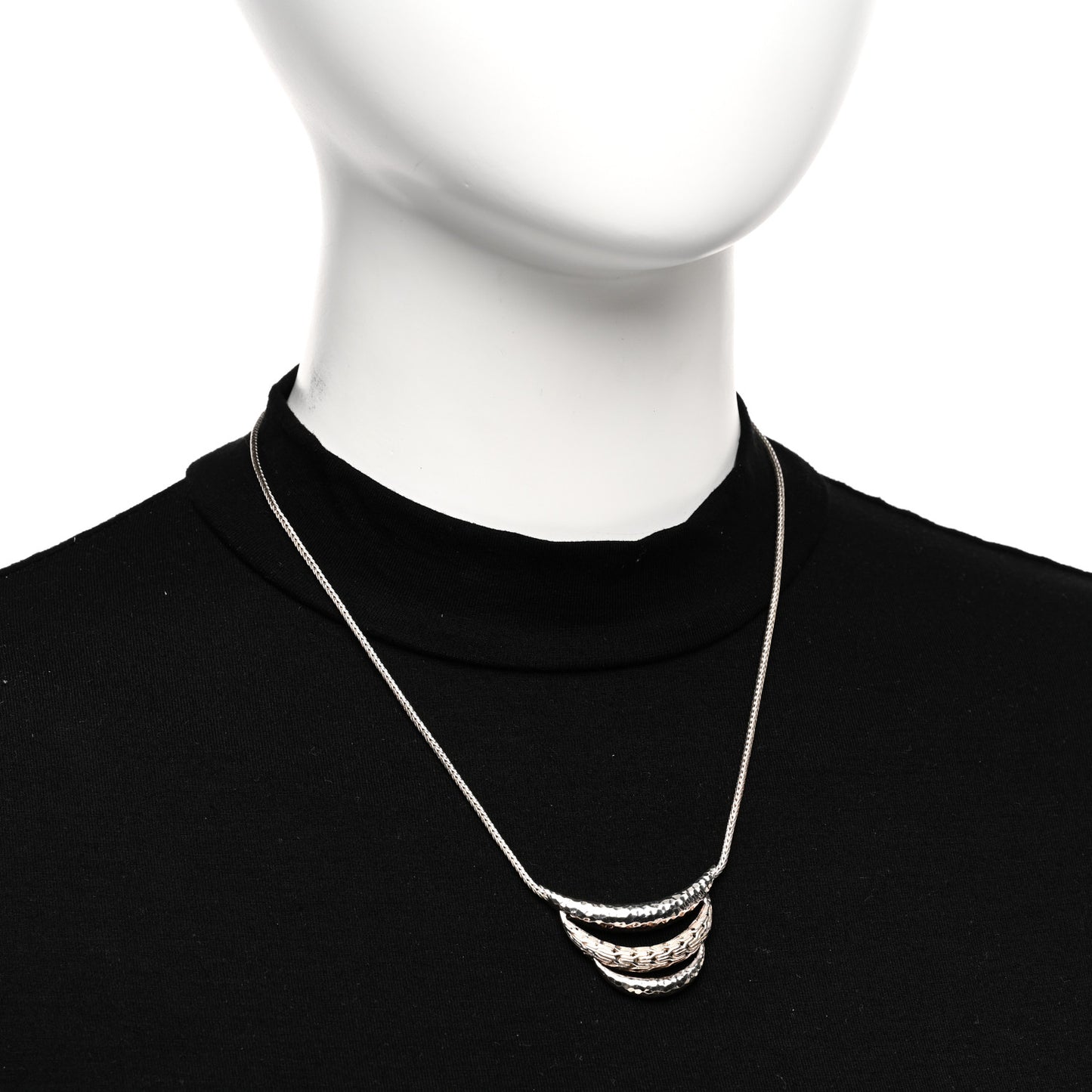 Sterling Silver Classic Chain Hammered Bib Necklace