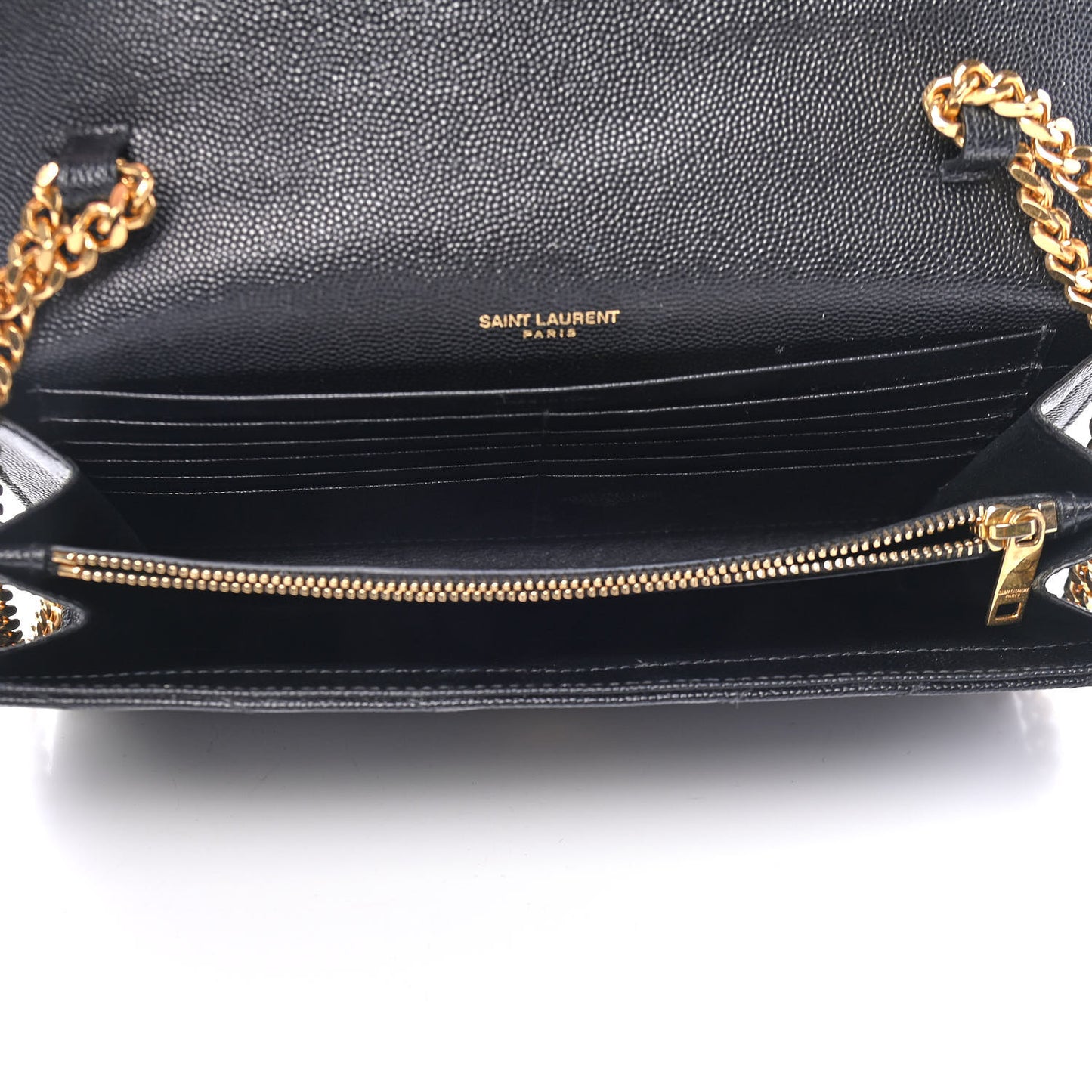 Grain De Poudre Matelasse Chevron Monogram Chain Wallet Black