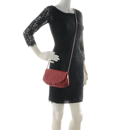 Chanel Lambskin Half Moon Wallet On Chain Bag WOC Red 2 of 8