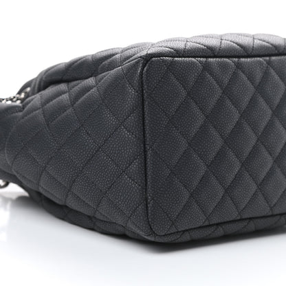 Chanel Caviar Flat Quilted CC Chain Bucket Drawstring Bag Black 9 of 11