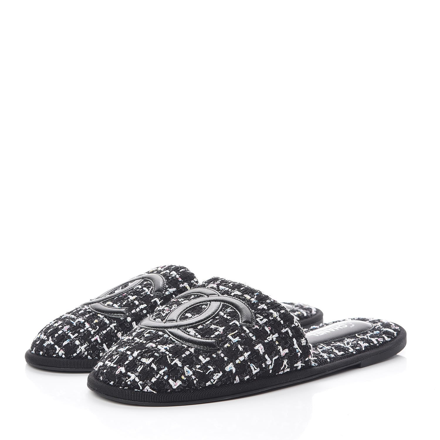 Chanel Tweed CC Flat Mules M Black 3 of 7