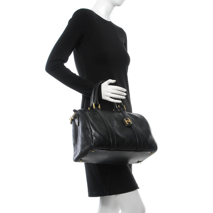 Chanel Calfskin Stitched CC Boston Black 2 of 13