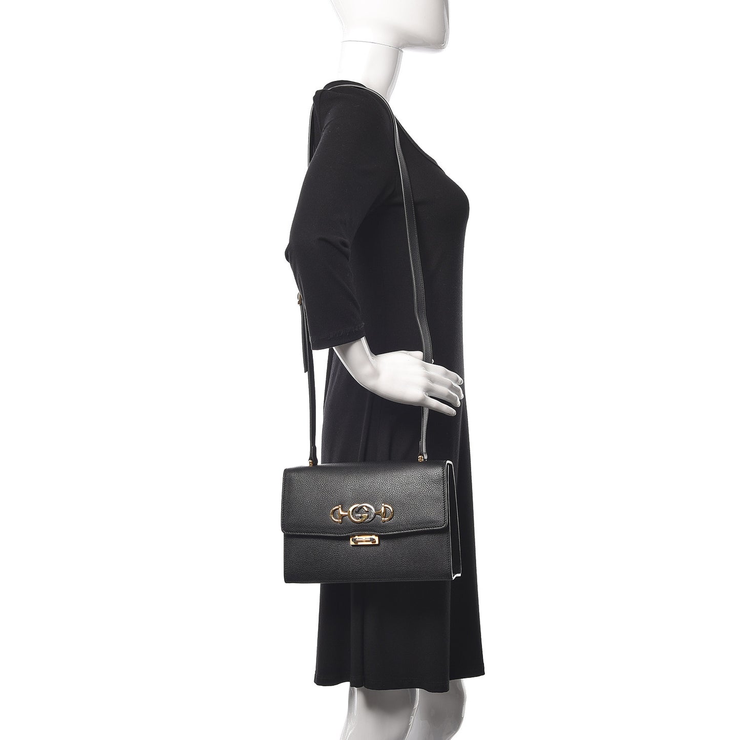 Grainy Calfskin Small Zumi Shoulder Bag Black