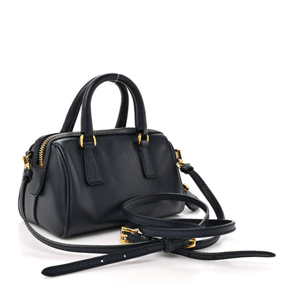 Prada Saffiano Lux Mini Boston Crossbody Bag Black 2 of 11