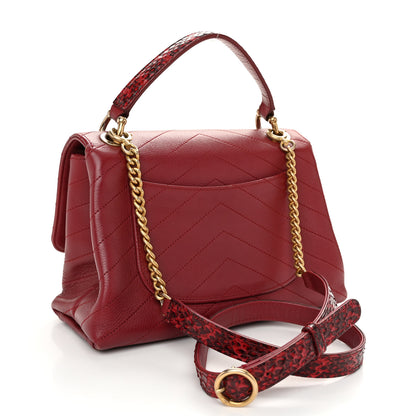 Chanel Calfskin Elaphe Stitched Small Chevron Chic Top Handle Flap Red 3 of 13