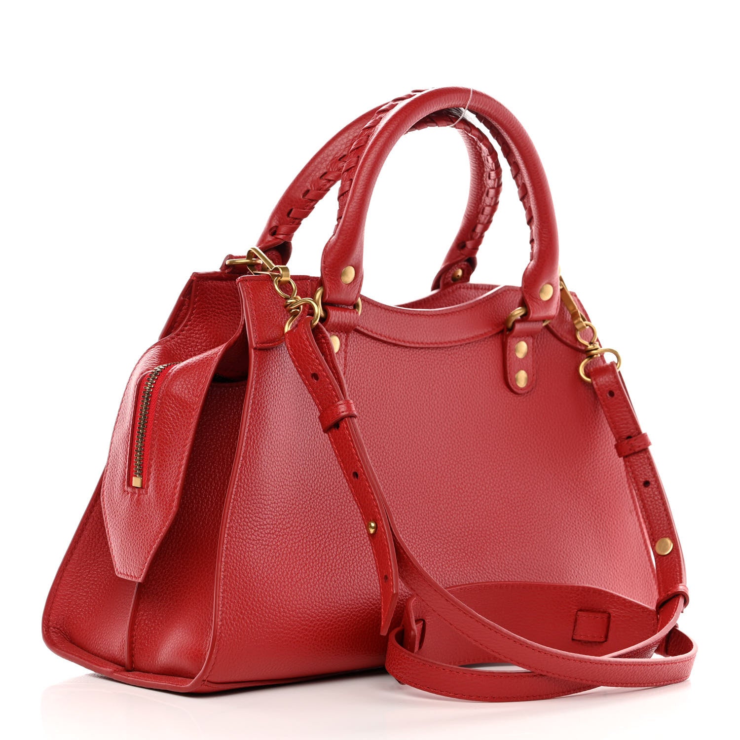 Balenciaga Grained Calfskin Neo Classic Gold Hardware S City Medium Red 3 of 10