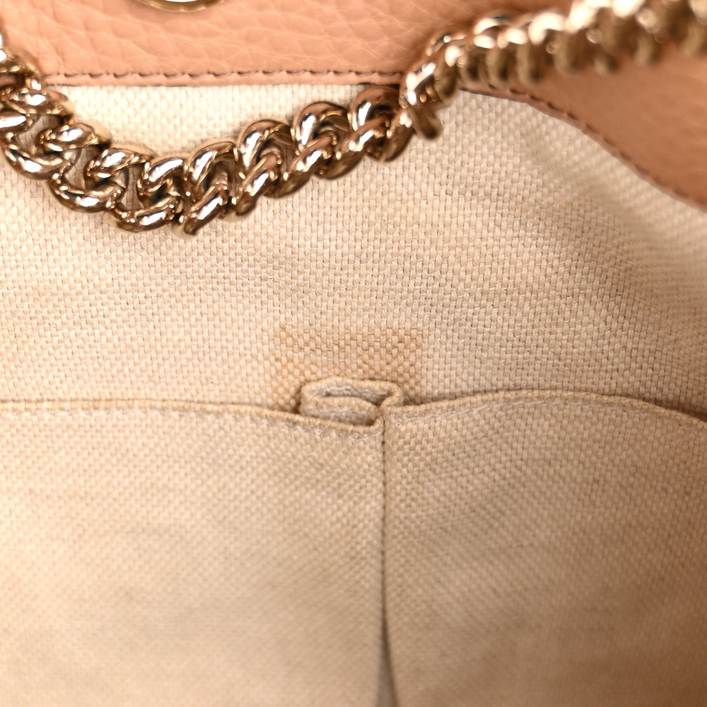 Pebbled Calfskin Medium Soho Chain Shoulder Bag Camelia