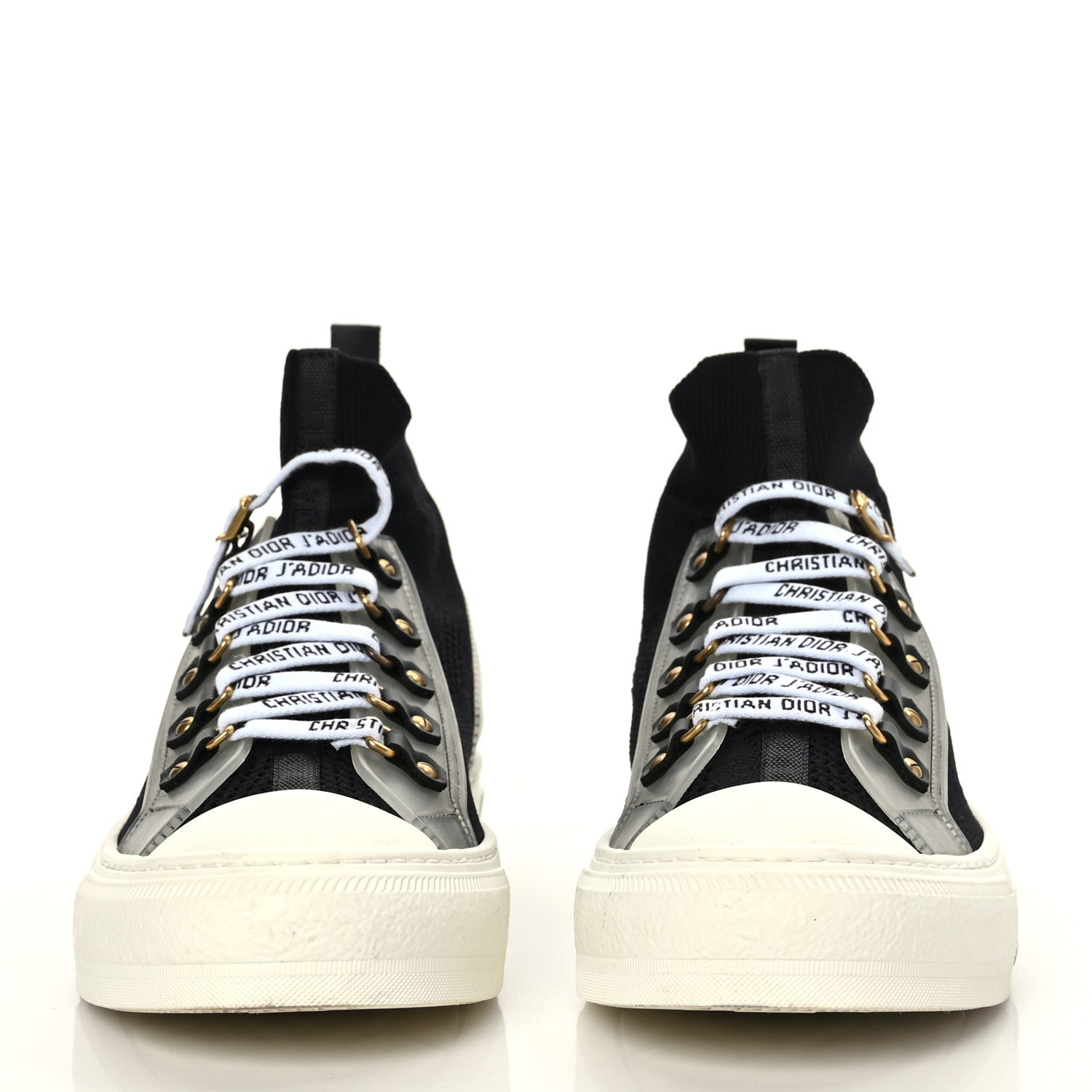 Christian Dior Technical Knit Calfskin Womens Walk'N'Dior High Top Sneakers 41.5 Black 4 of 8