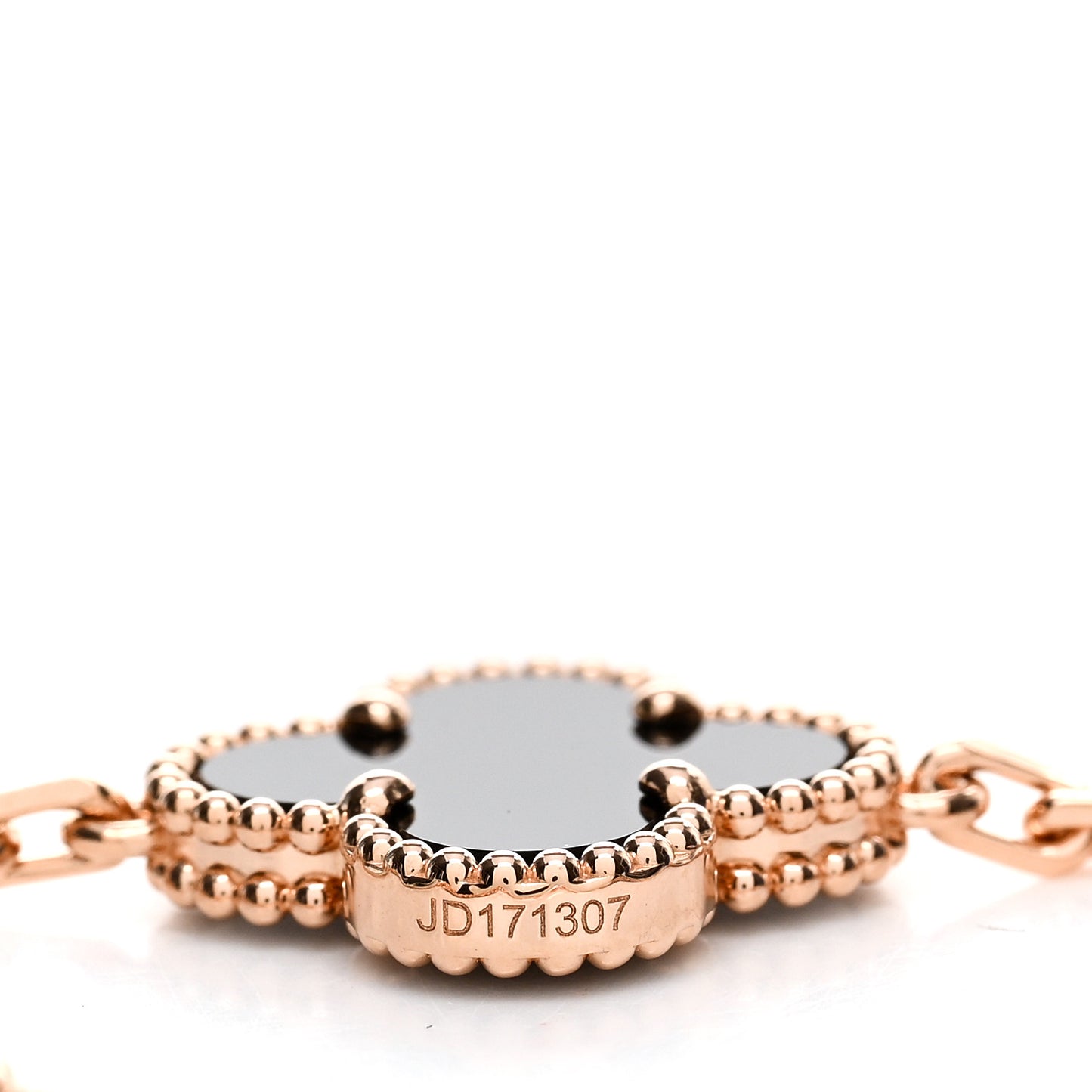 VAN CLEEF & ARPELS 18K Rose Gold Black Onyx 5 Motifs Vintage Alhambra Bracelet