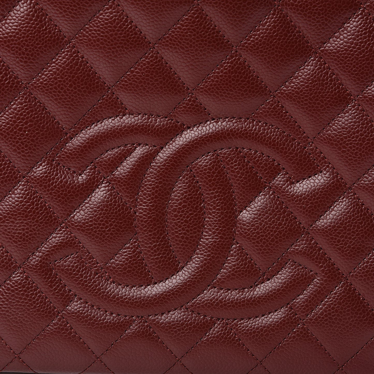 Caviar Quilted Petit Shopping Tote PST Burgundy