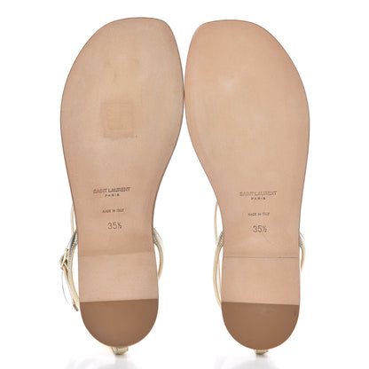 Saint Laurent Metallic Lambskin Nu Pieds 05 Thong Sandals 35.5 Platino 5 of 11