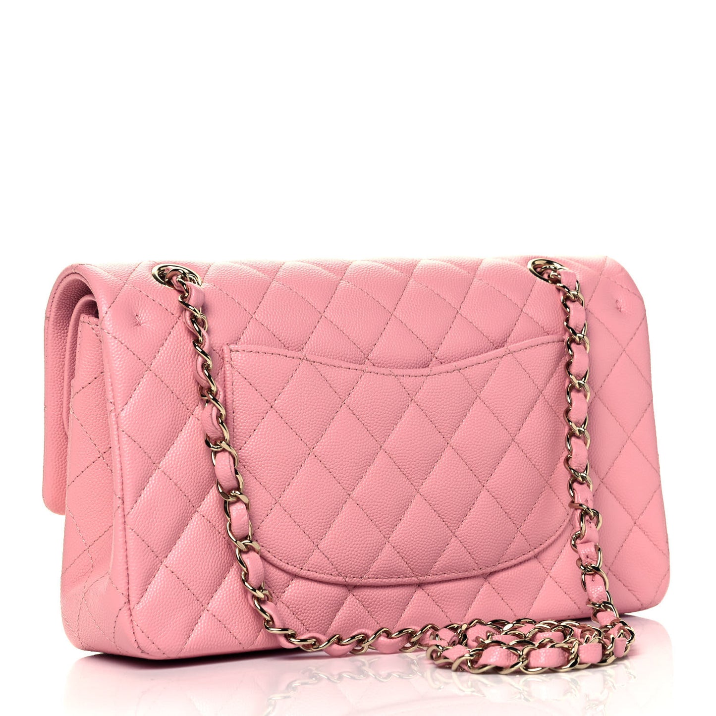 Caviar Quilted Medium Double Flap Pink