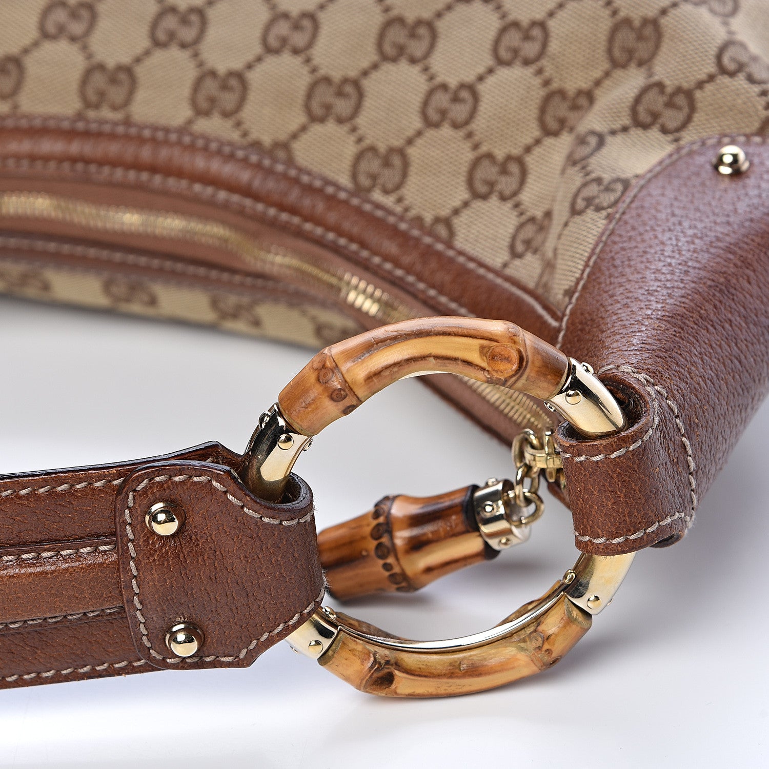 Gucci Monogram Bamboo Ring Hobo Brown 15 of 16