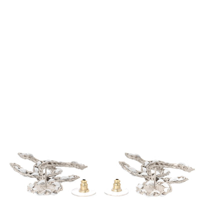Chanel Lambskin Metal Chain CC Drop Earrings White Gold 3 of 5