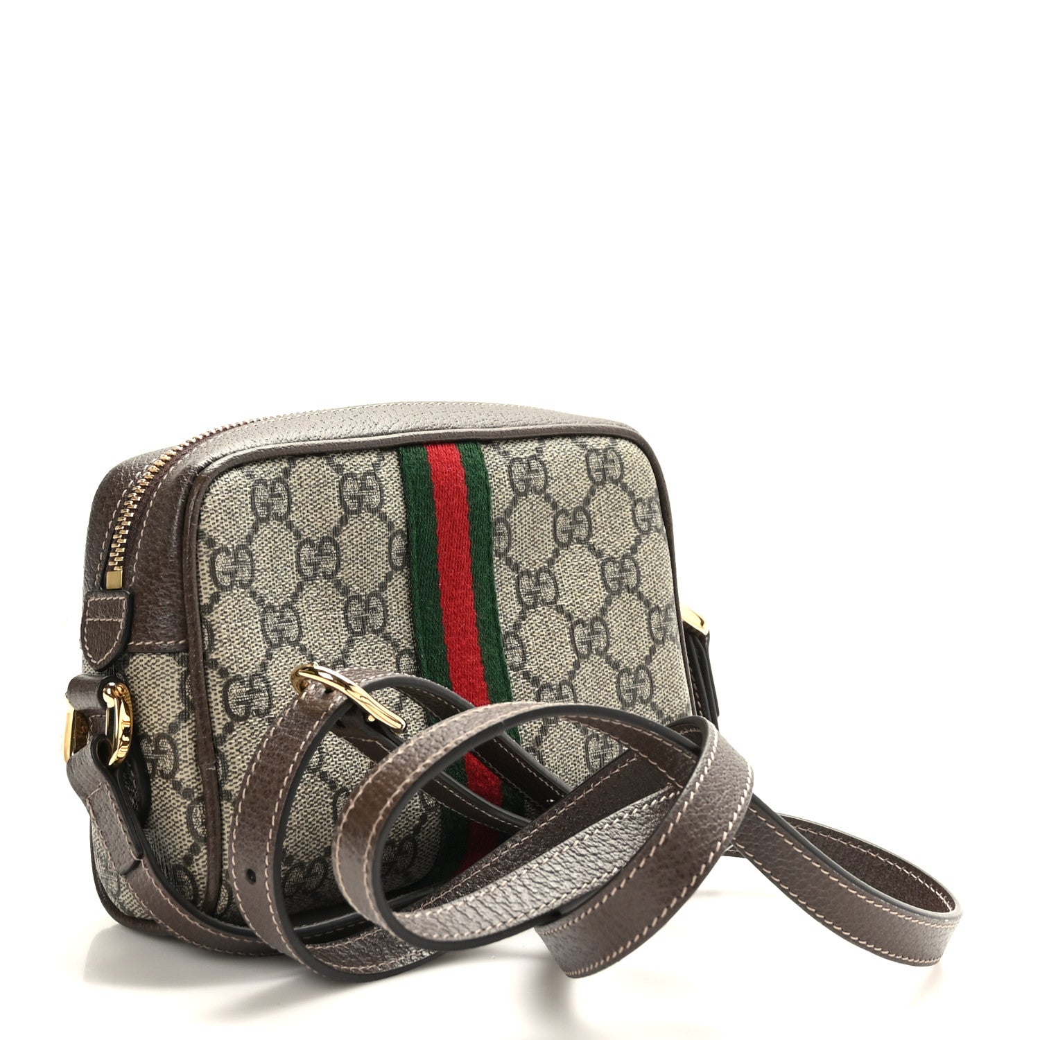 Gucci GG Supreme Monogram Web Mini Ophidia Shoulder Bag Brown 3 of 9