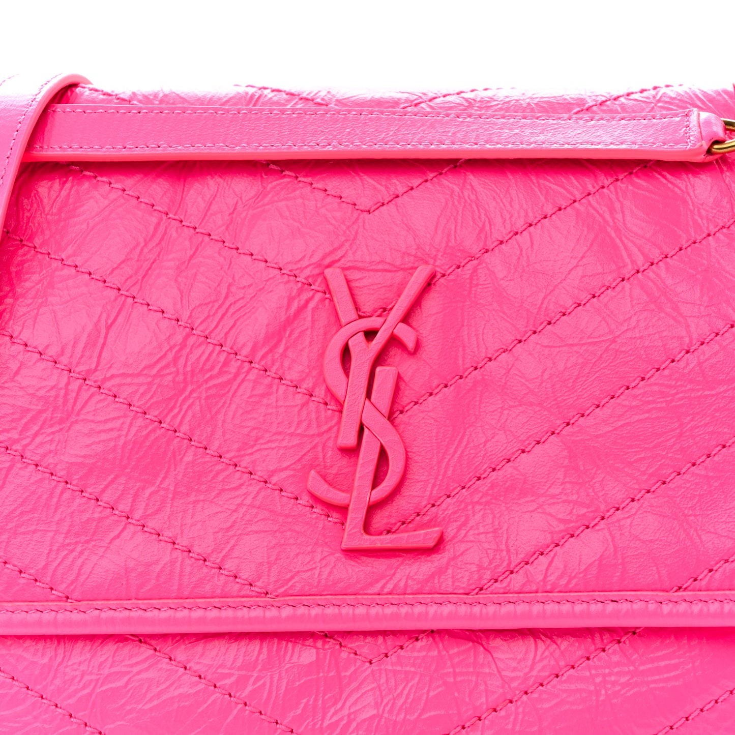 Crinkled Calfskin Matelasse Monogram Medium Niki Chain Satchel Rose Glow