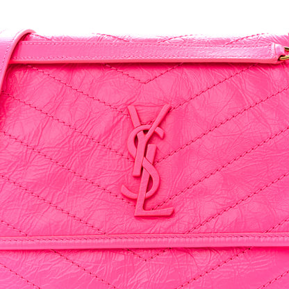 Saint Laurent Crinkled Calfskin Matelasse Monogram Medium Niki Chain Satchel Rose Glow 8 of 10