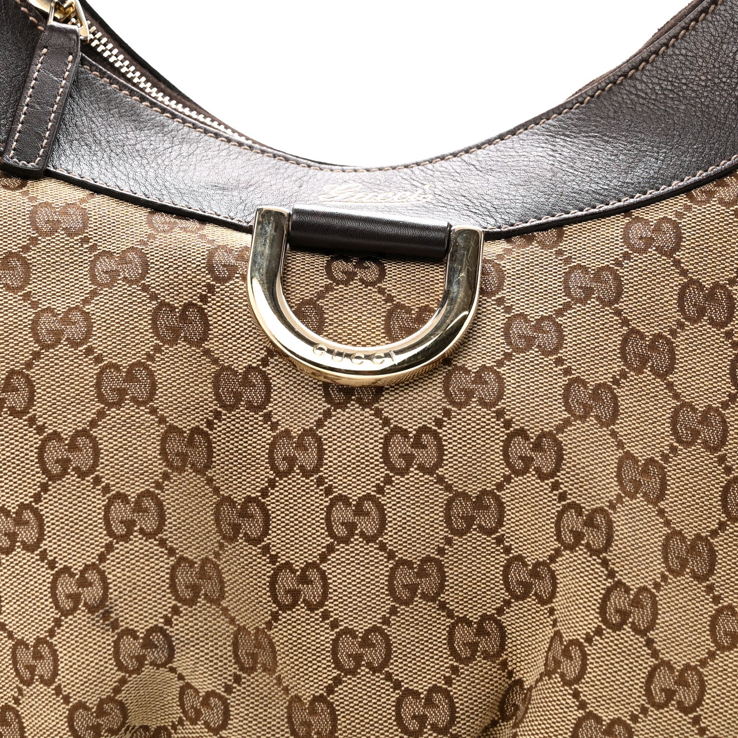 Gucci Monogram Large D Gold Hobo Dark Brown 8 of 17