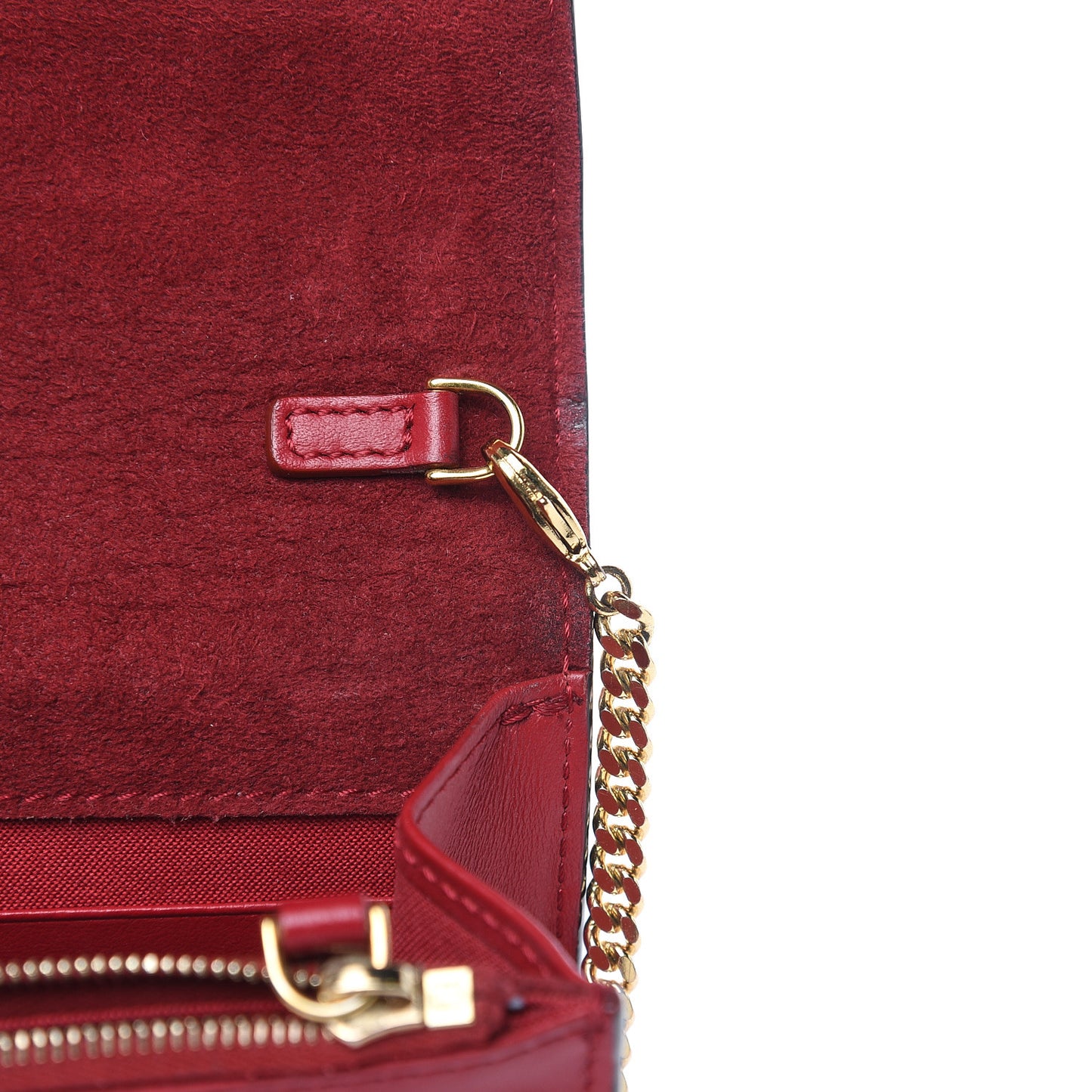 Vitello Century Eyebrow Monster Eyes Embossed Tube Wallet on Chain Fragola