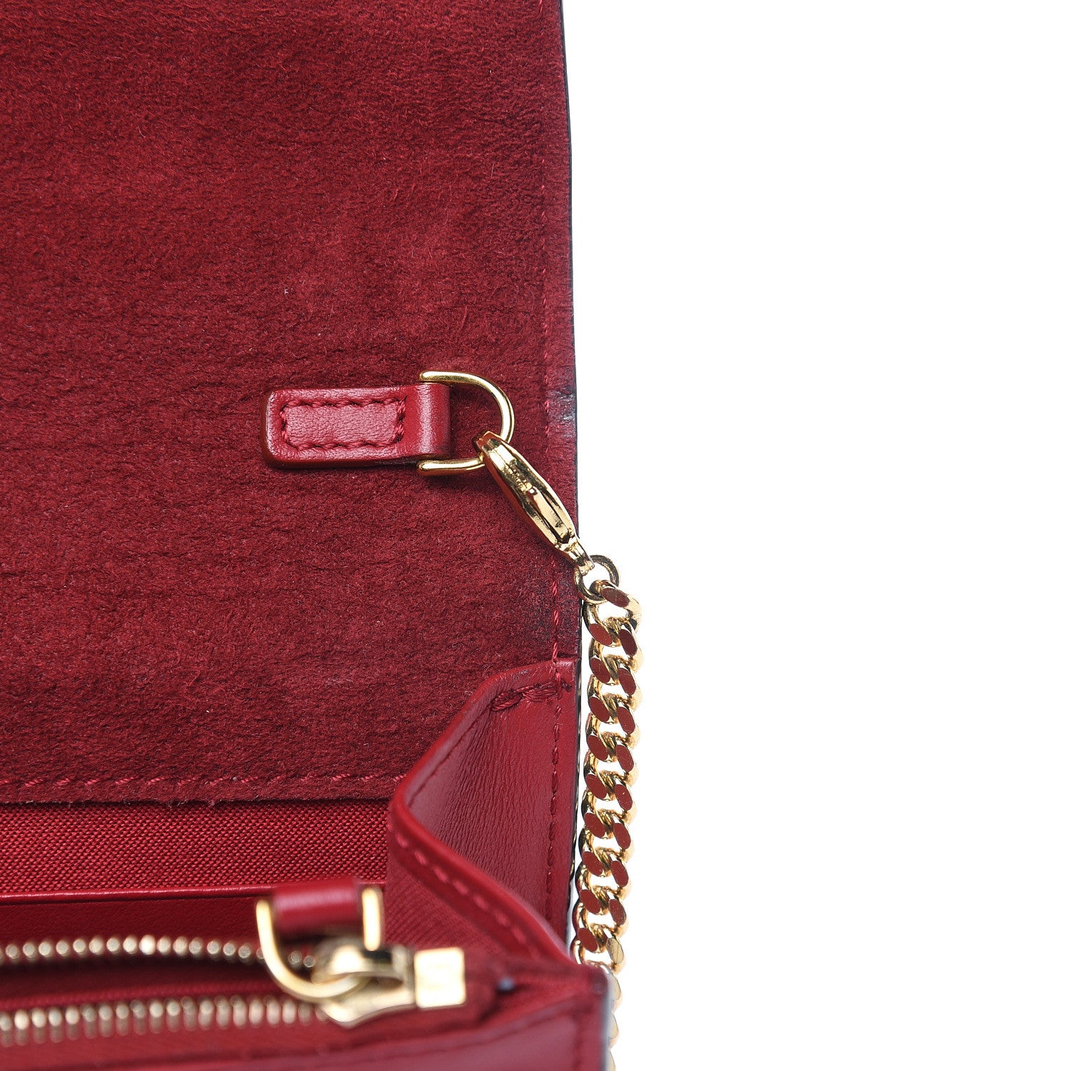 Fendi Vitello Century Eyebrow Monster Eyes Embossed Tube Wallet on Chain Fragola 11 of 11