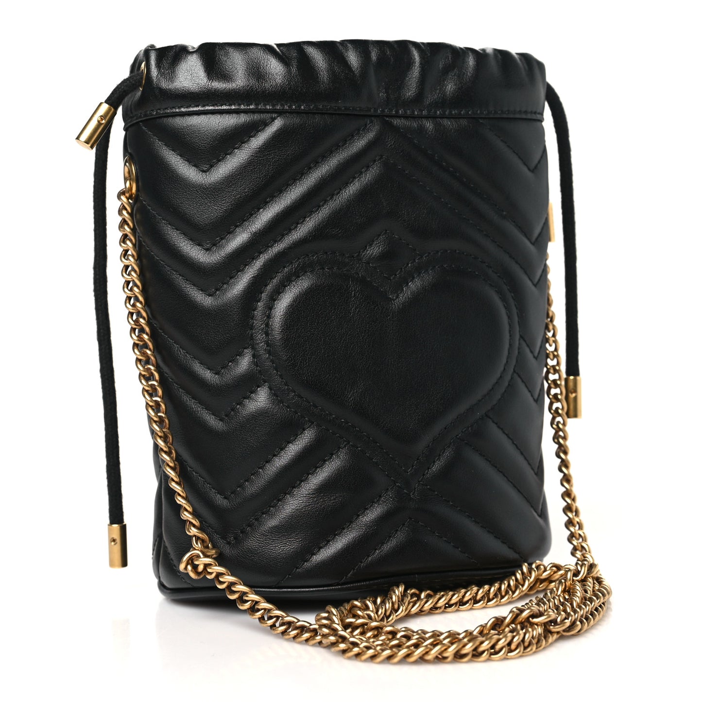Calfskin Matelasse Mini GG Marmont 2.0 Bucket Bag Black