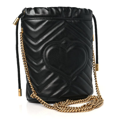Gucci Calfskin Matelasse Mini GG Marmont 2.0 Bucket Bag Black 3 of 11