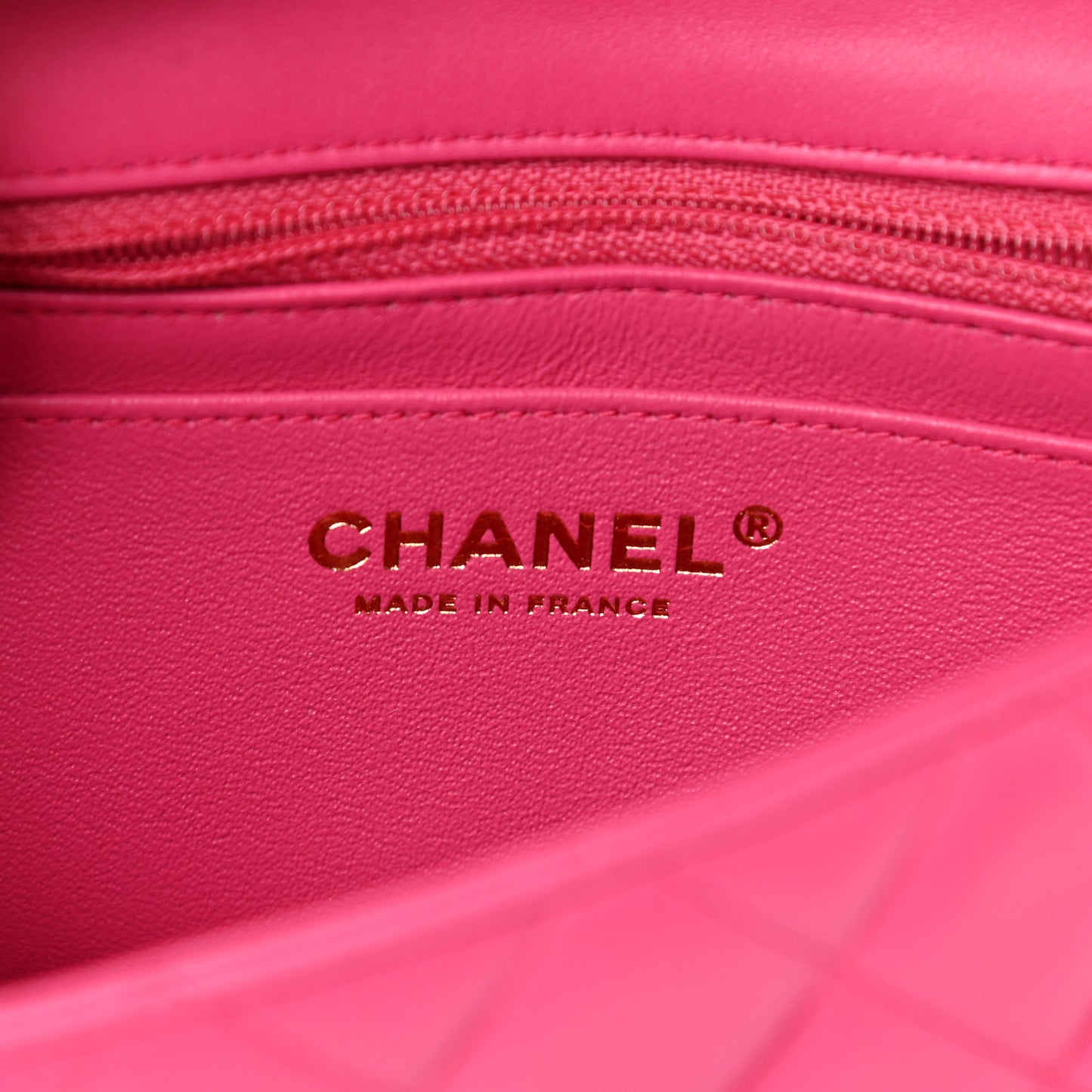 Lambskin Quilted Mini Rectangular Flap Fuchsia