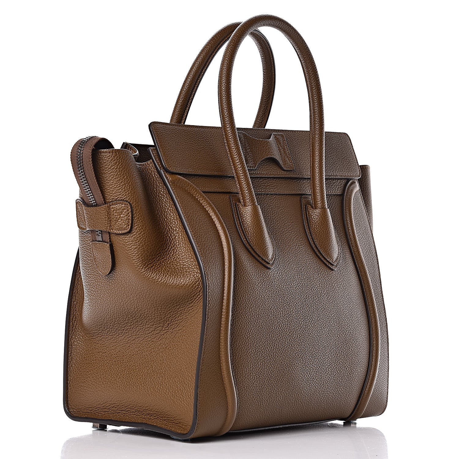 Celine Drummed Calfskin Mini Luggage Moss Green 3 of 9