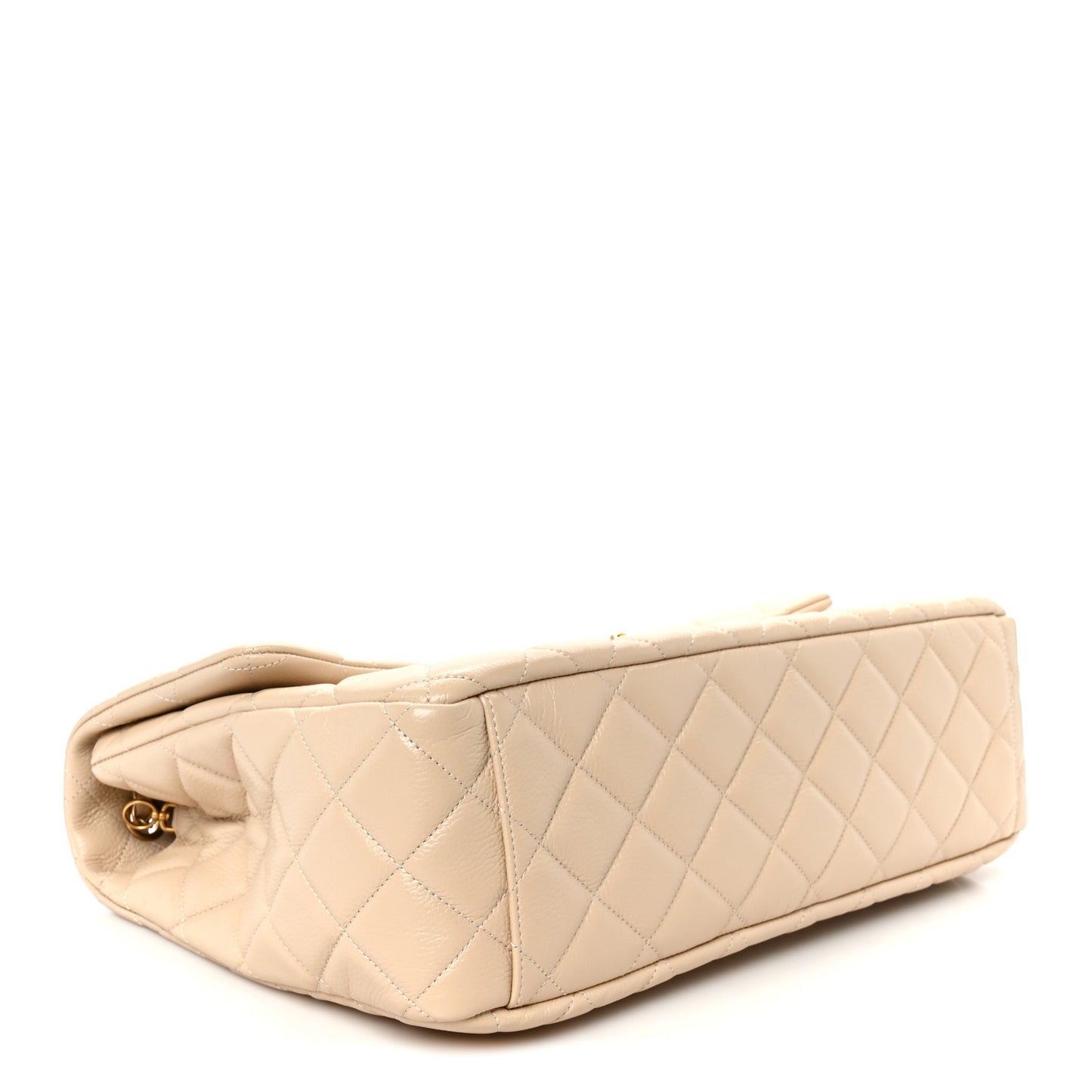 Grained Calfskin Quilted XXL Travel Flap Bag Beige