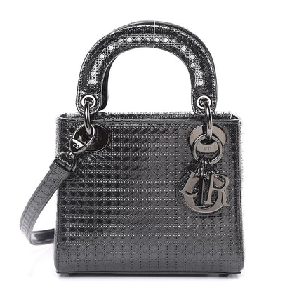 Christian Dior Metallic Patent Micro-Cannage Mini Lady Dior Onyx Black 1 of 11