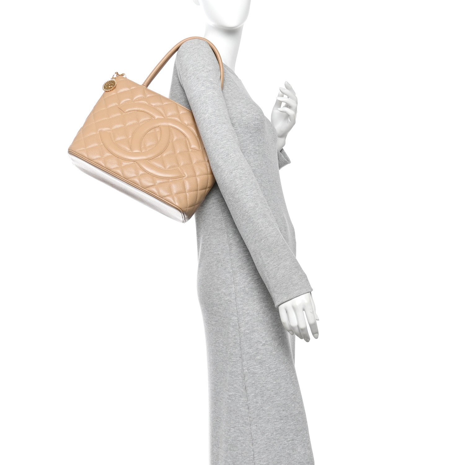 Chanel Caviar Quilted Medallion Tote Beige 2 of 10