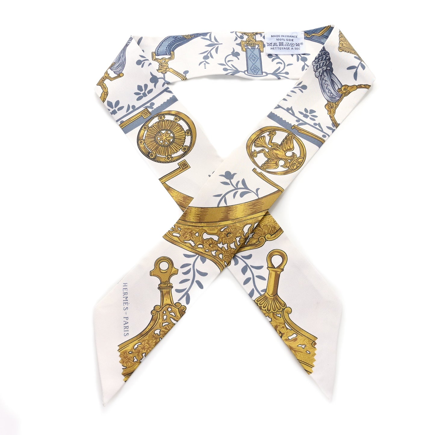 Silk Etriers Remix Twilly White Bleu Dore