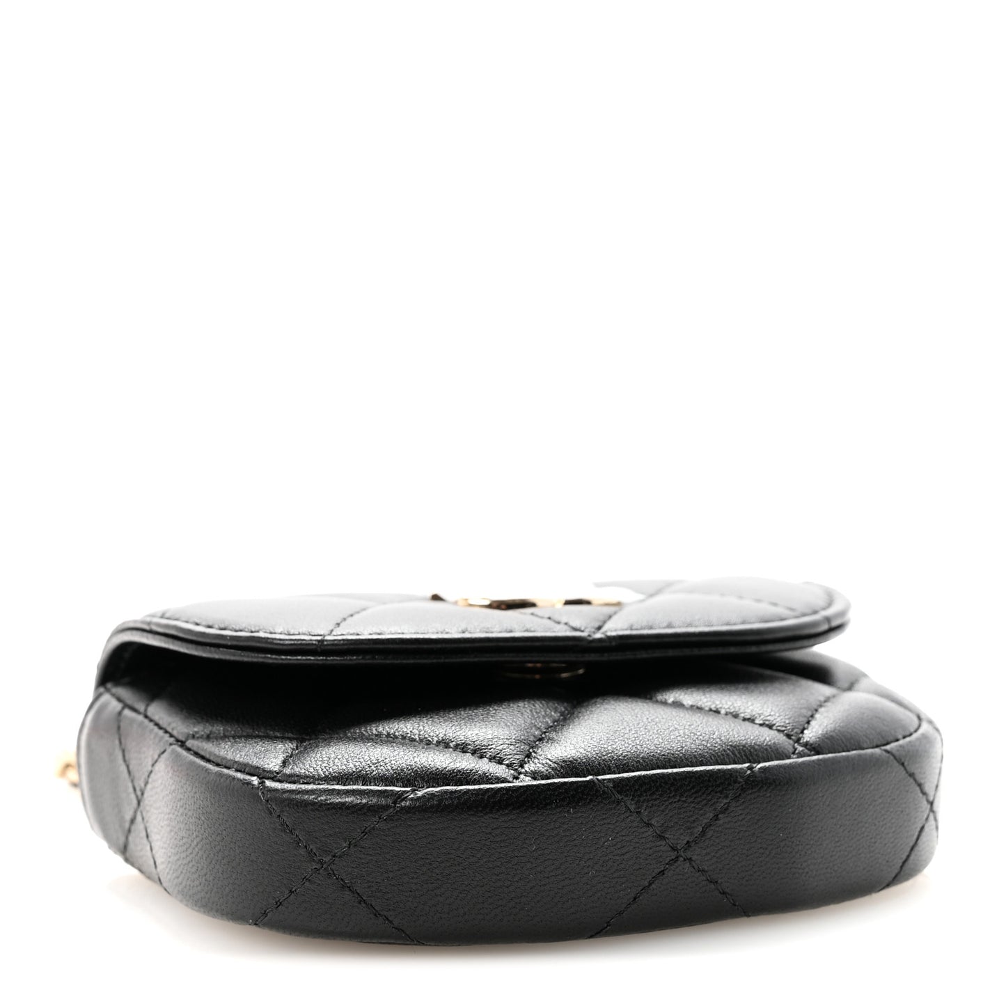 Lambskin Quilted Pearl Top Handle Clutch With Chain Black