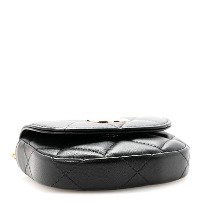 Chanel Lambskin Quilted Pearl Top Handle Clutch With Chain Black 4 of 12