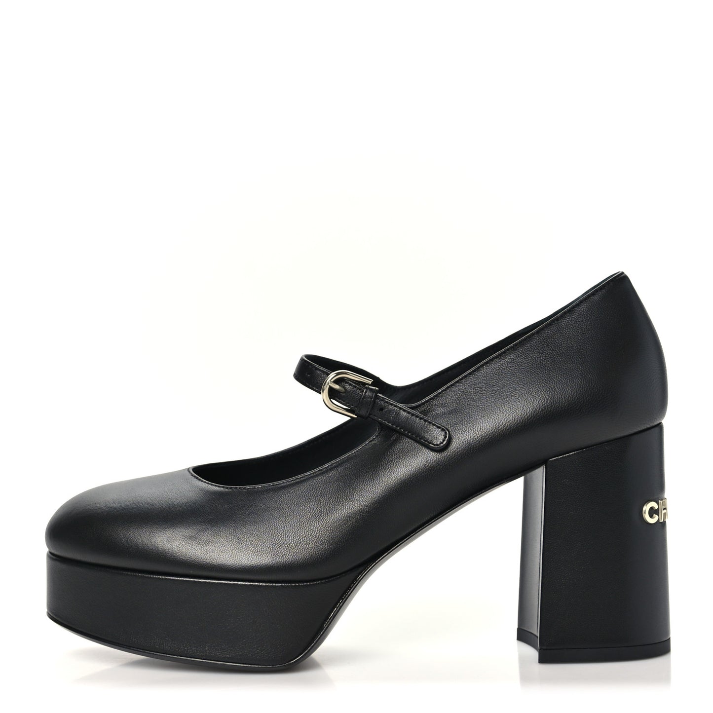 Lambskin Mary Jane Platform Pumps 38.5 Black