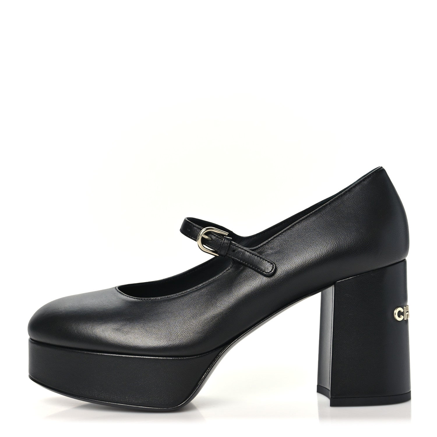 Chanel Lambskin Mary Jane Platform Pumps 38.5 Black 1 of 10