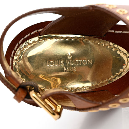 Louis Vuitton Calfskin Monogram Passenger Heeled Sandals 40 Cognac 7 of 10