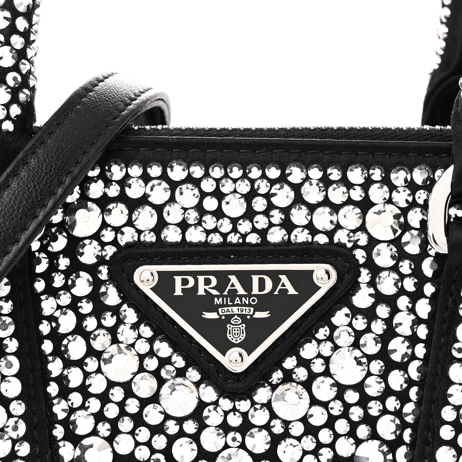 Prada Satin Crystal Mini Galleria Double Zip Tote Metal 9 of 12