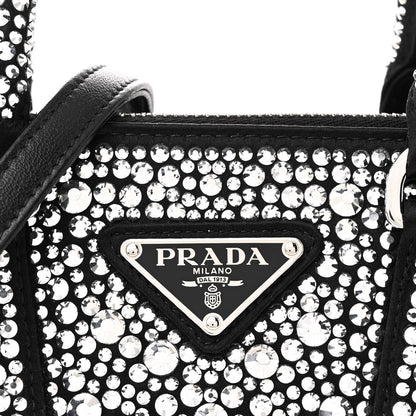Prada Satin Crystal Mini Galleria Double Zip Tote Metal 9 of 12
