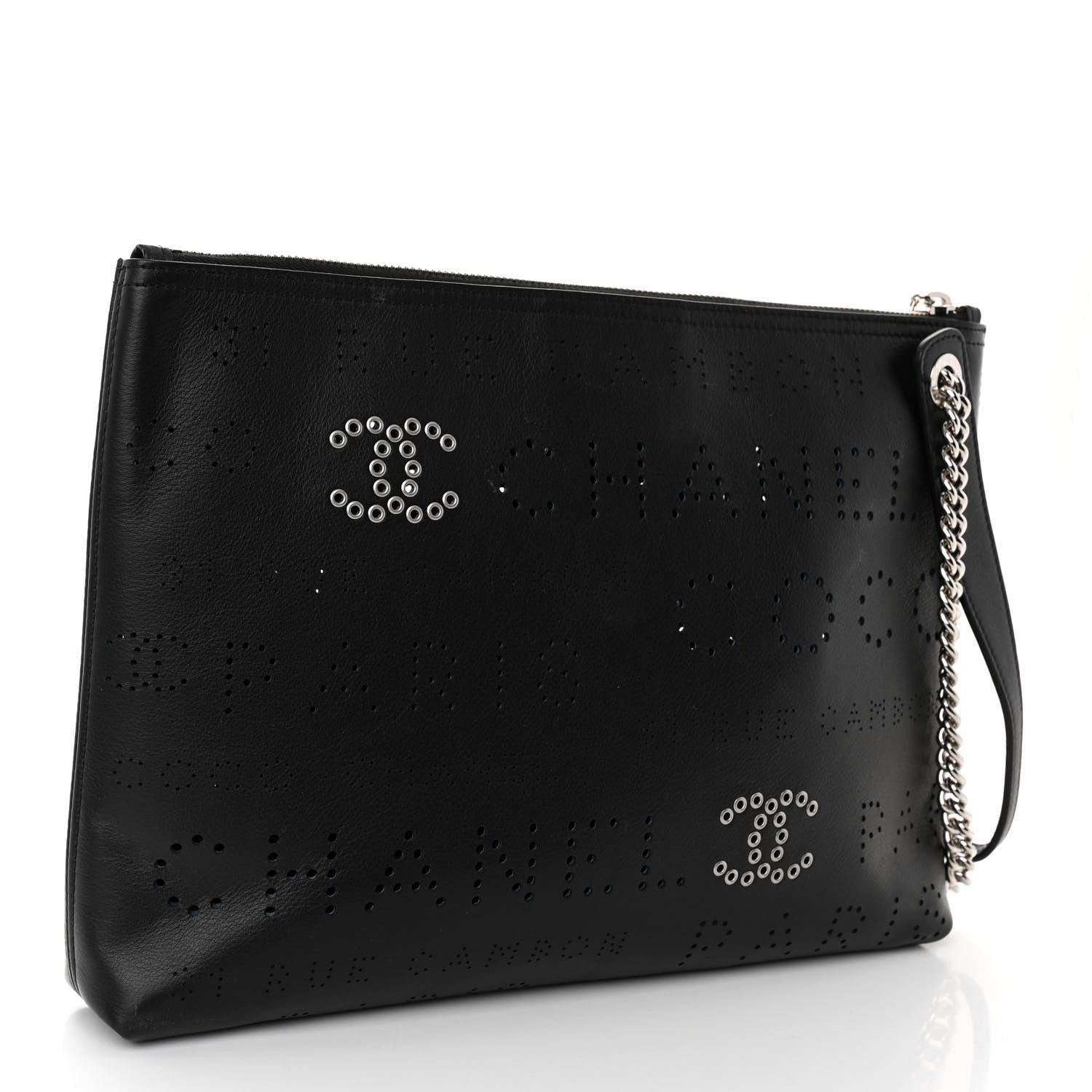 Chanel Calfskin Eyelets Clutch Black 3 of 10