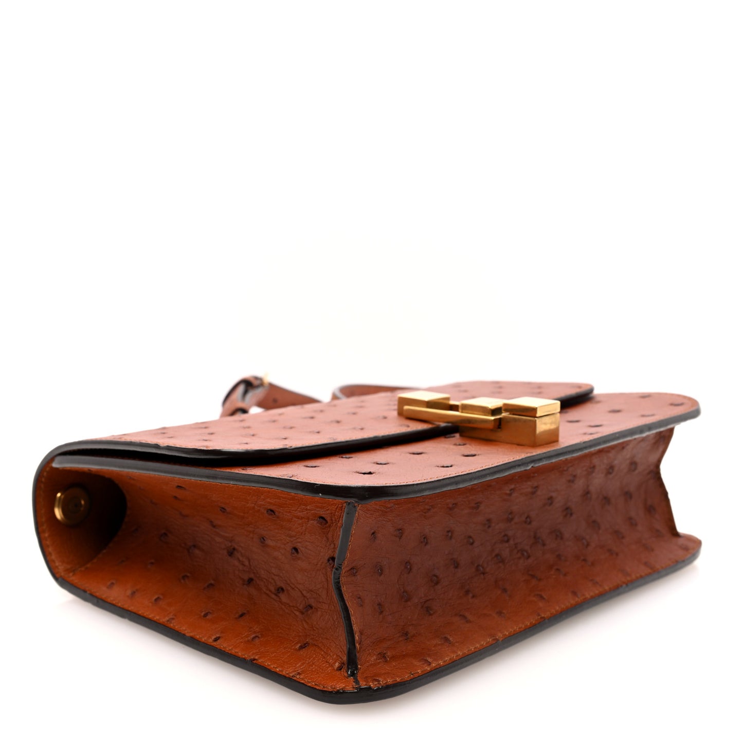 Ostrich Carre Satchel Brick