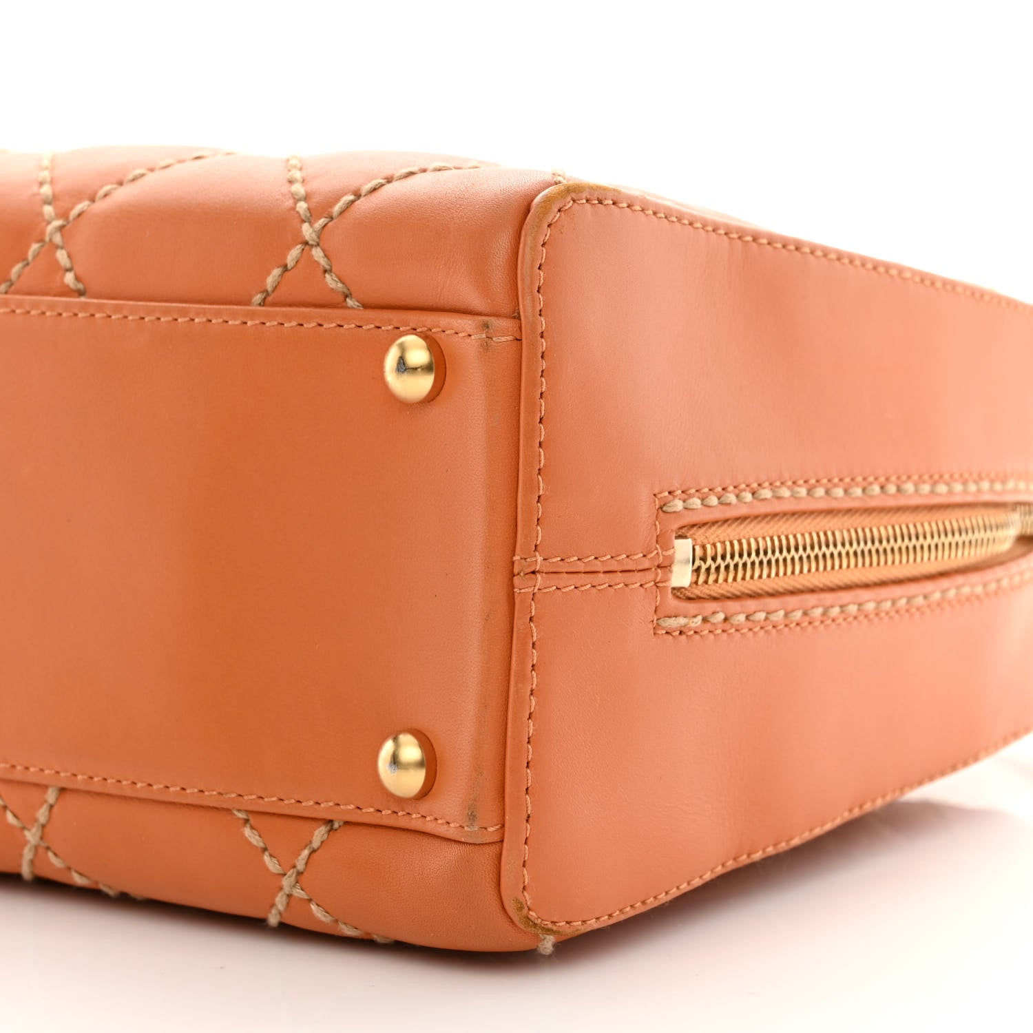 Chanel Calfskin Contrast Stitch Surpique Bowler Orange 11 of 12
