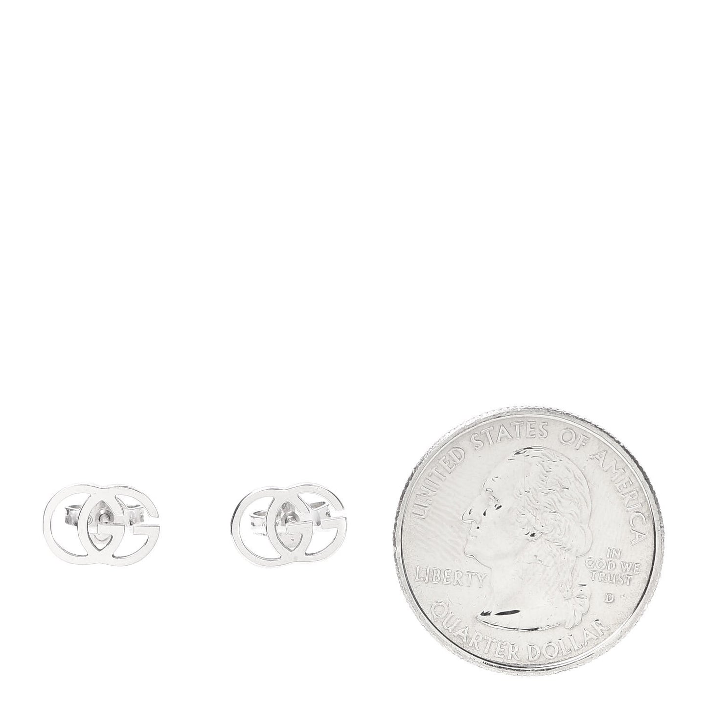 18K White Gold GG Tissue Stud Earrings