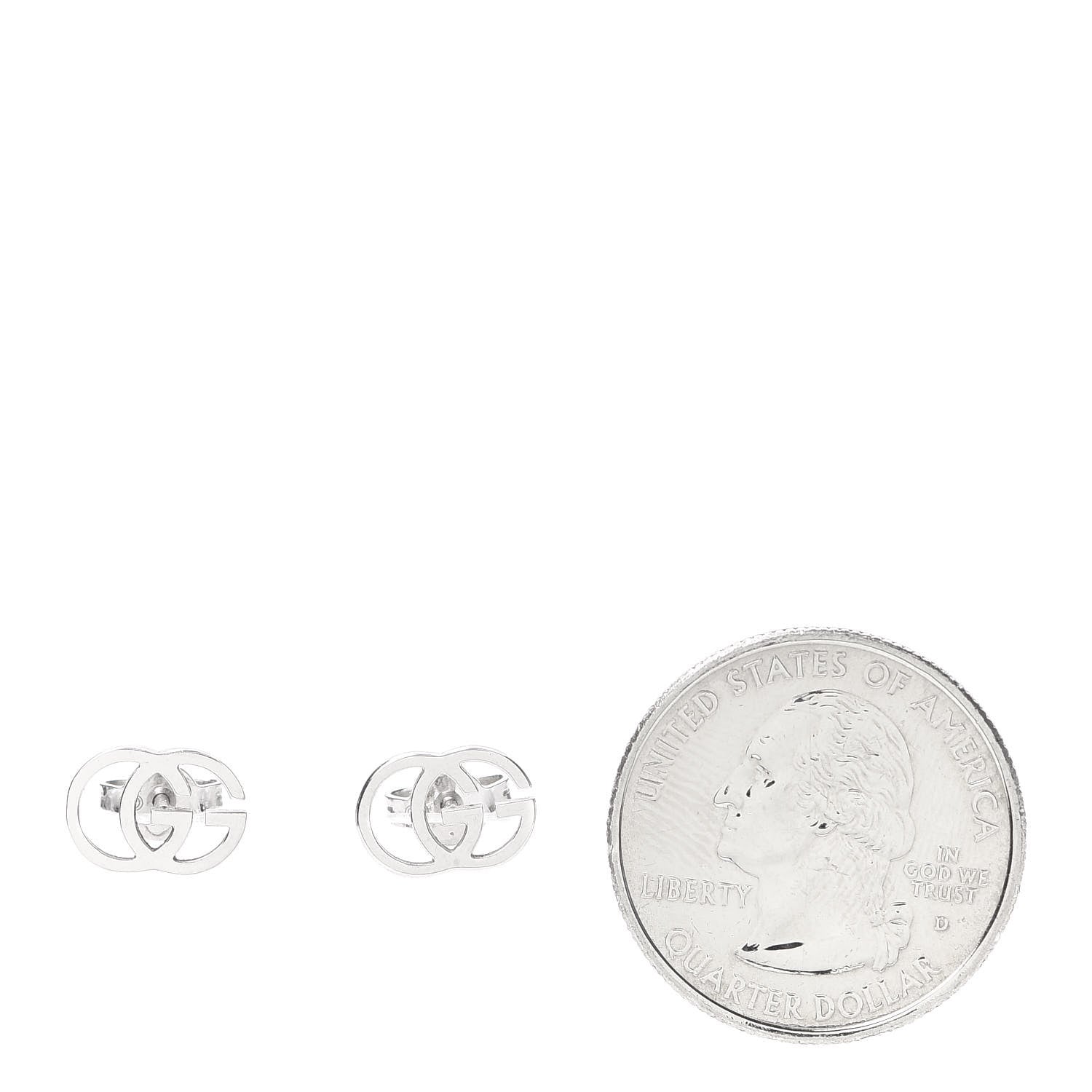Gucci 18K White Gold GG Tissue Stud Earrings 2 of 5