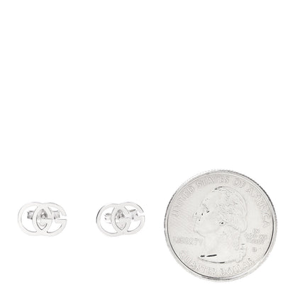 Gucci 18K White Gold GG Tissue Stud Earrings 2 of 5