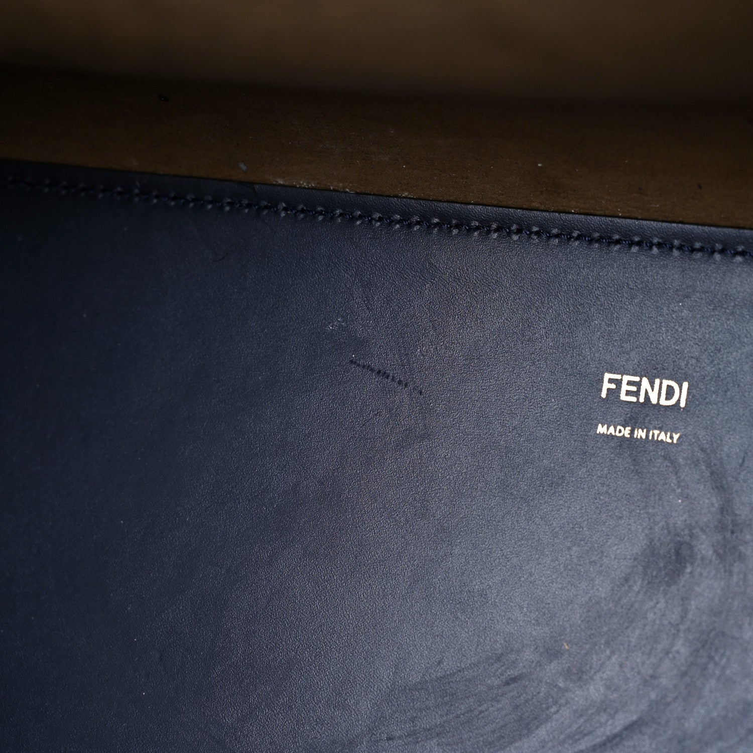 Fendi Vitello King Plexiglass Logo Embossed Medium Fendi Sunshine Shopper Tote Midnight 14 of 14